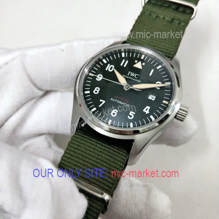 Free Warranty Copy IWC Pilots Spitfire 39mm Watch Green Nato Str Free Warranty Copy IWC Pilots Spitfire 39mm Watch Green Nato Str